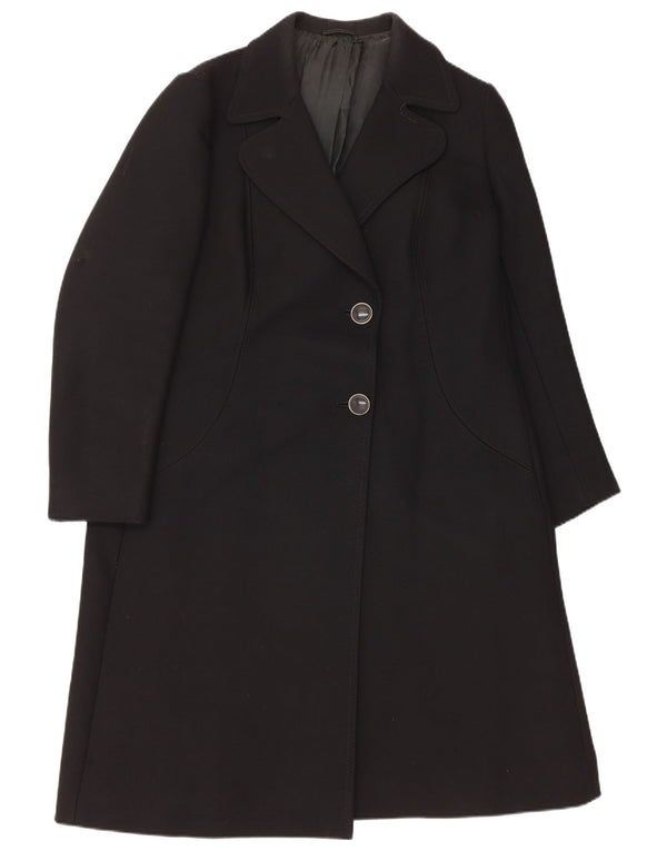 VINTAGE Womens Overcoat UK 14 Medium Black