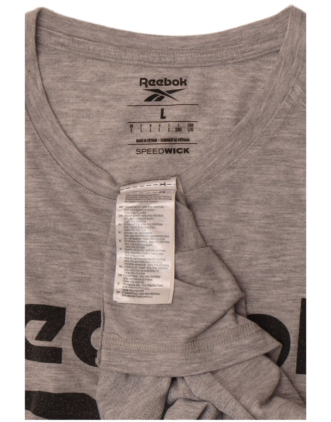 REEBOK Camiseta gráfica para hombre Top grande poliéster moteado gris