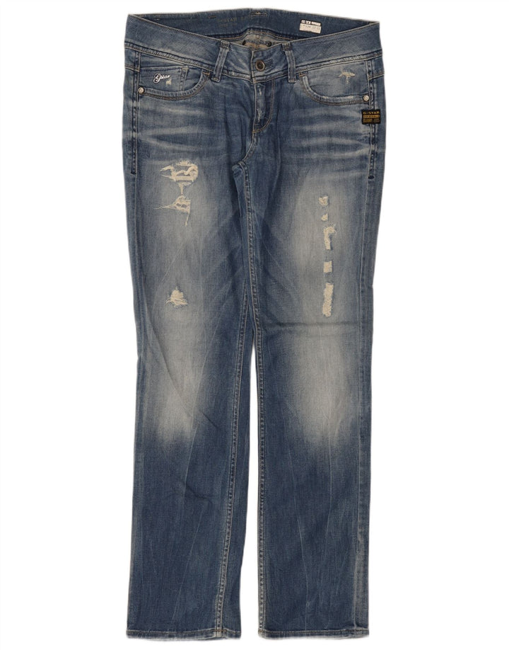 Jeans Rectos Desgastados Para Mujer G-Star W31 L32 Algodón Azul