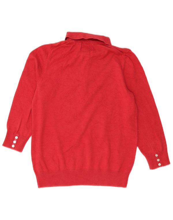 Eddie Bauer Suéter tipo jersey con cuello polo y manga 3/4 para mujer UK 10 Small Red
