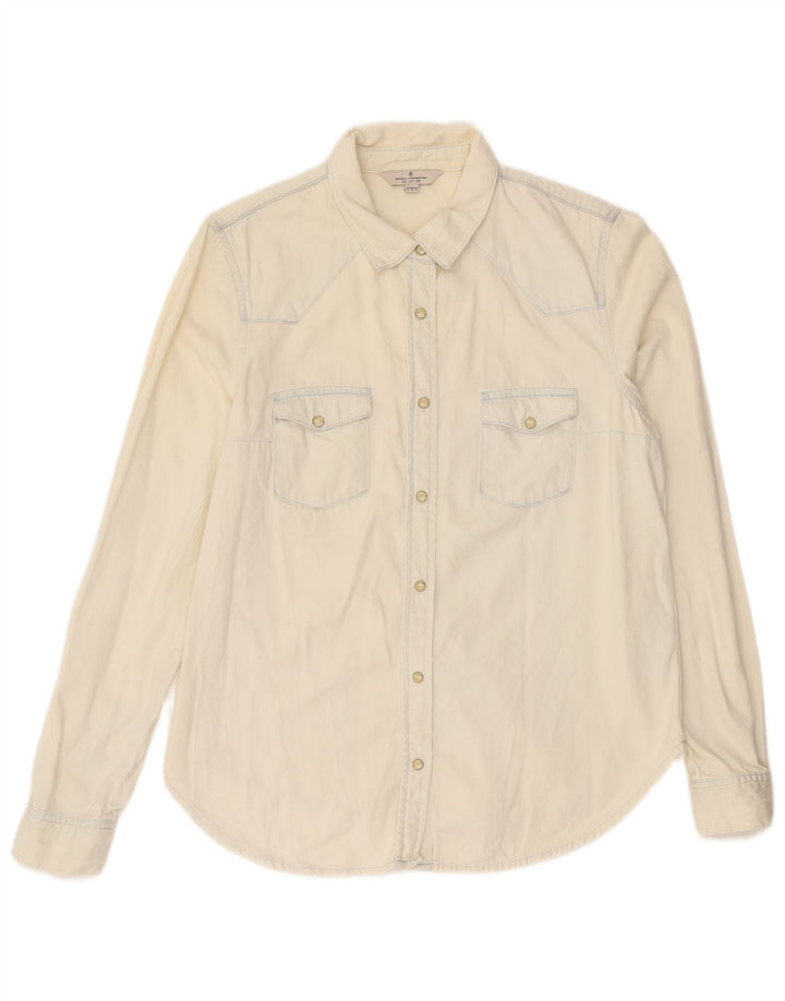 Camisa vaquera para mujer de French Connection UK 40 Mediana de algodón blanquecino