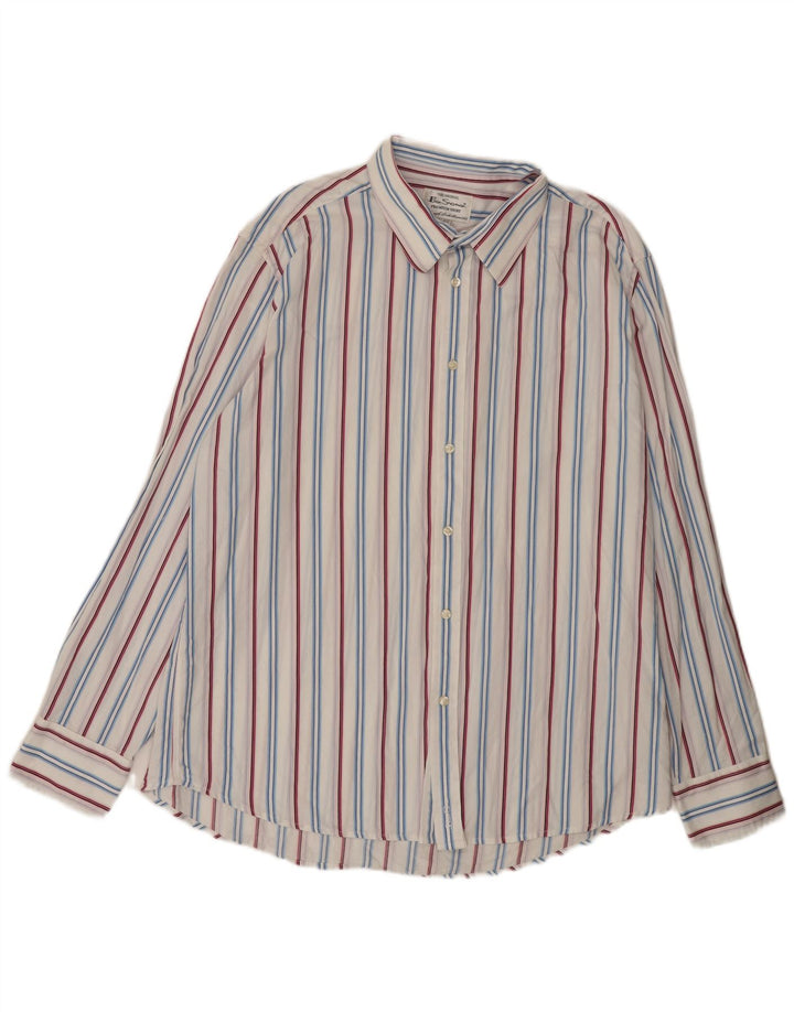 Ben Sherman Camisa para hombre 2XL Algodón a rayas blancas