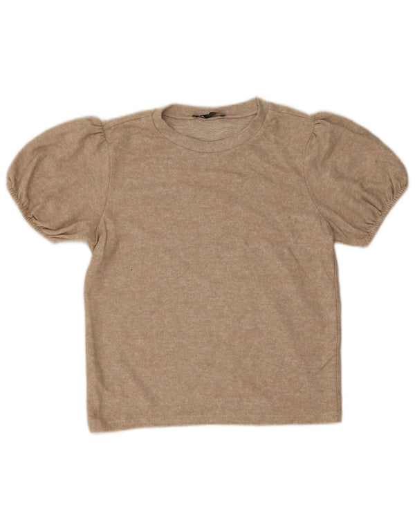 Zara Mujer Blusa Top UK 42 Medio Beige