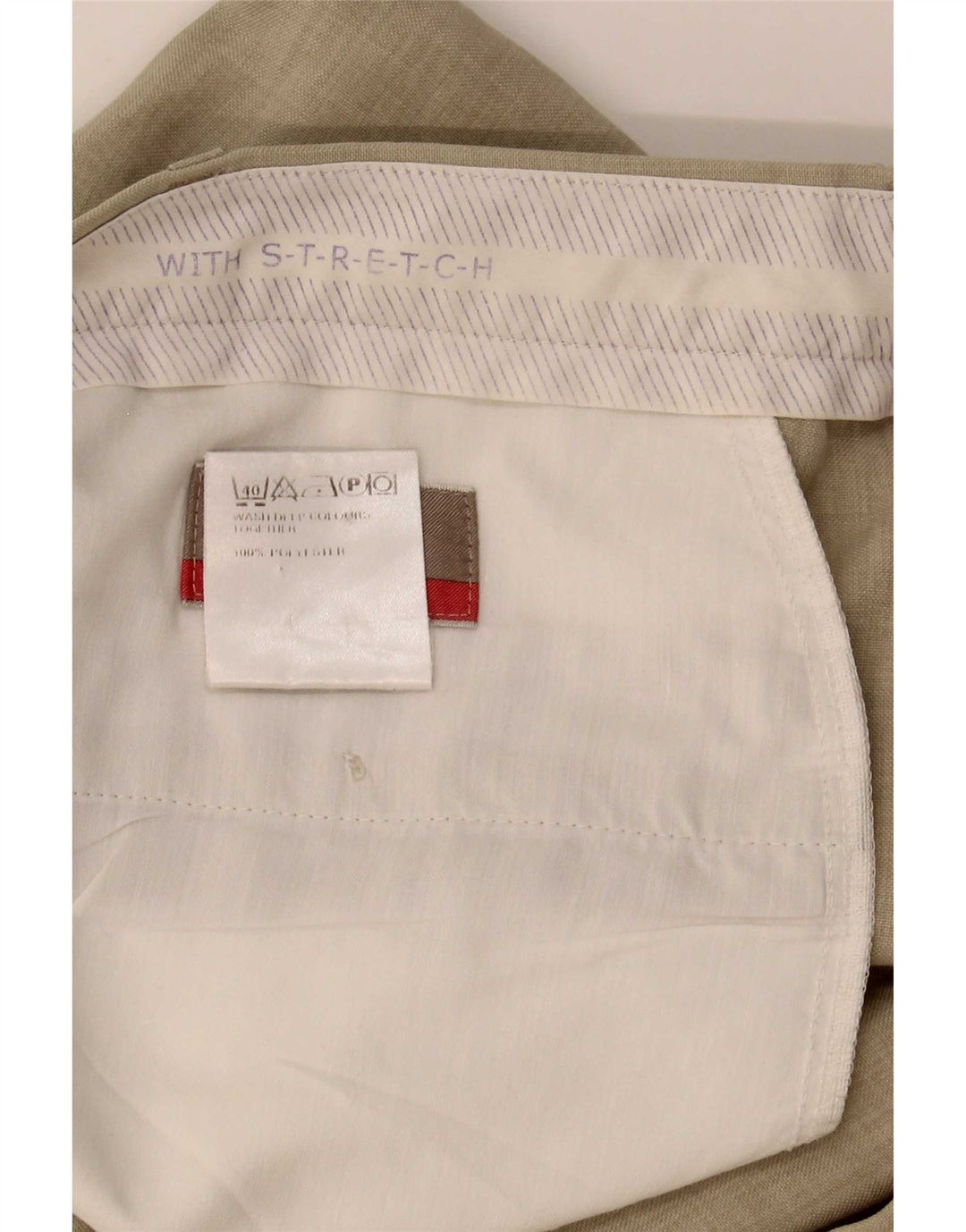Marks & Spencer Pantalón de traje recto para hombre W38 L26 Poliéster beige