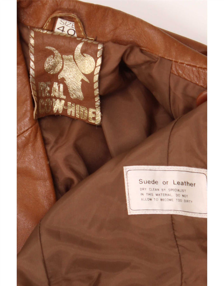 Vintage hombres 2 botones cuero Blazer chaqueta Reino Unido 40 marrón grande