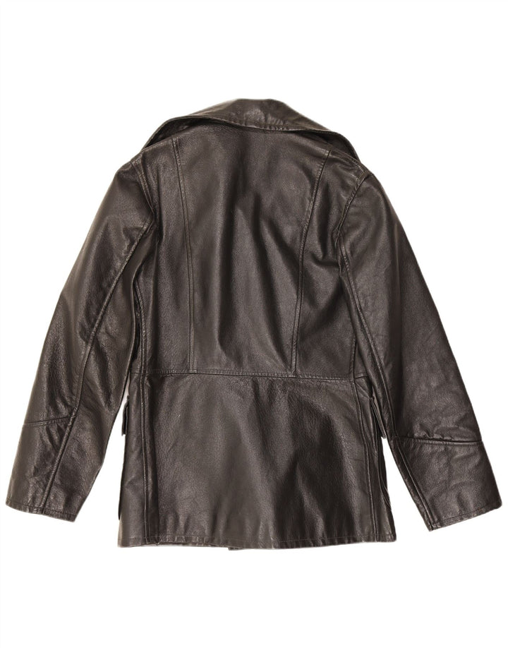 Vintage mujer chaqueta de cuero Reino Unido 10 pequeño negro