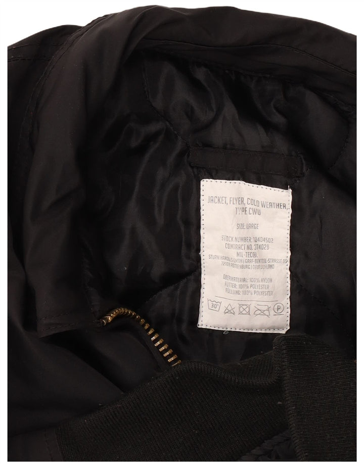 Vintage hombres clima frío vuelo aviador chaqueta Reino Unido 40 grande nylon negro