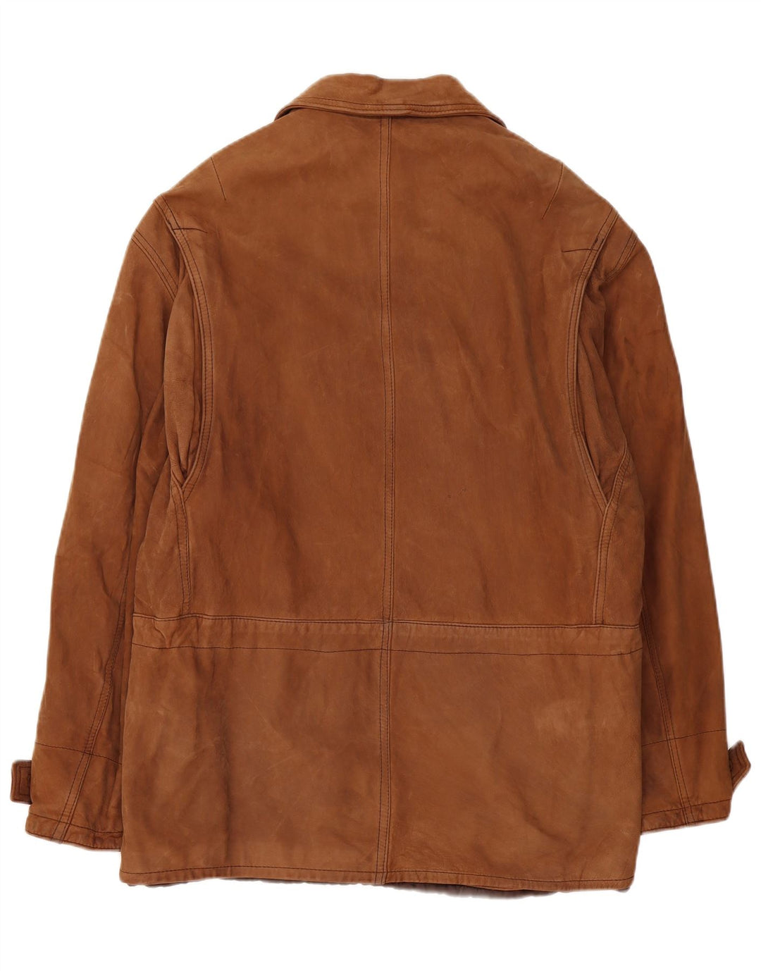 VINTAGE Abrigo de cuero para hombre Reino Unido 42 XL Marrón
