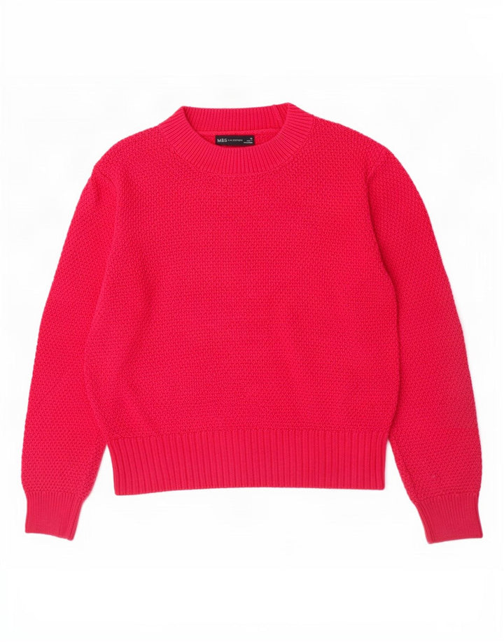Marks & Spencer Jersey con Cuello Alto para Mujer UK 12 Algodón Rosa Mediano