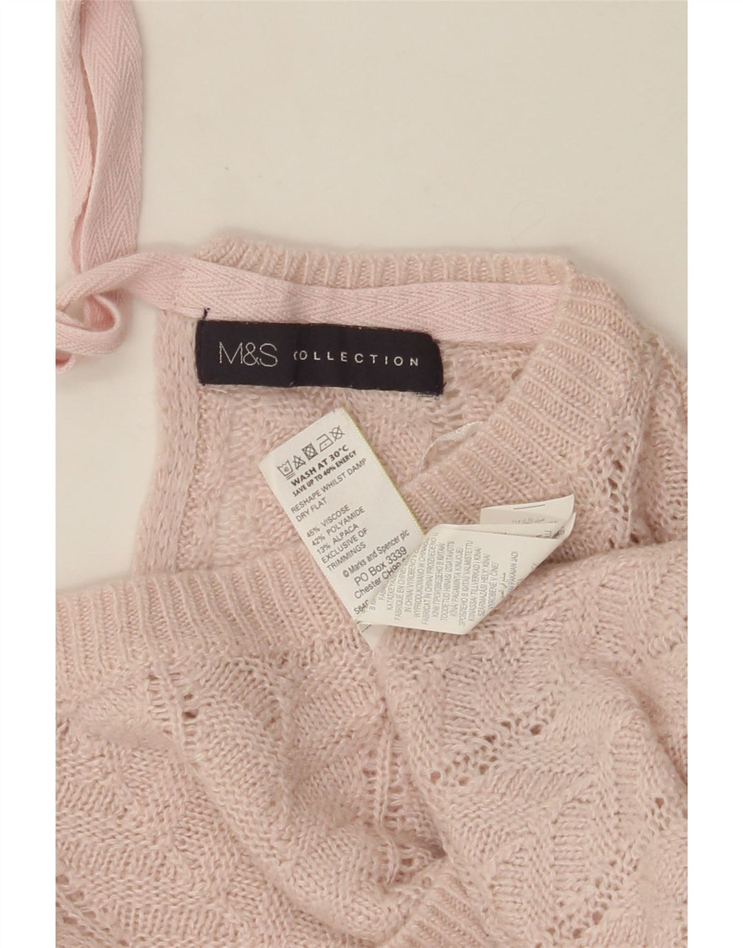 MARKS & SPENCER Suéter corto con cuello barco para mujer UK 8 Small Pink