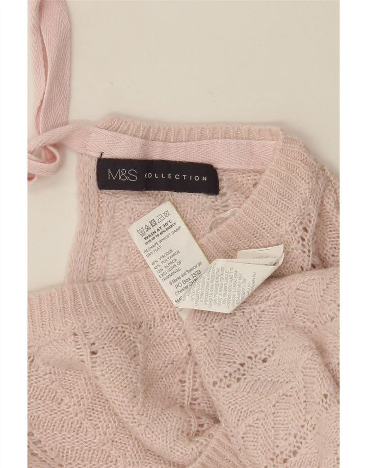 MARKS & SPENCER Suéter corto con cuello barco para mujer UK 8 Small Pink