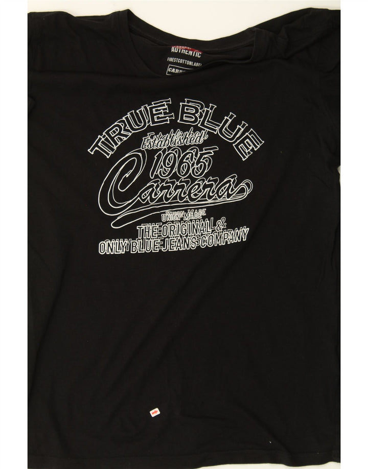 CARRERA Mens Graphic T-Shirt Top Large Black Cotton Vintage Carrera and Second-Hand Carrera from Messina Hembry 