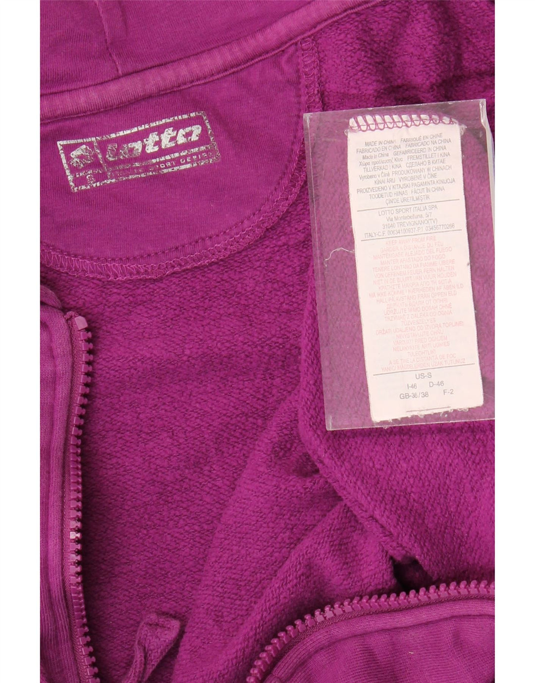 LOTTO Suéter con capucha y cremallera gráfica extragrande para mujer UK 10 Small Granate