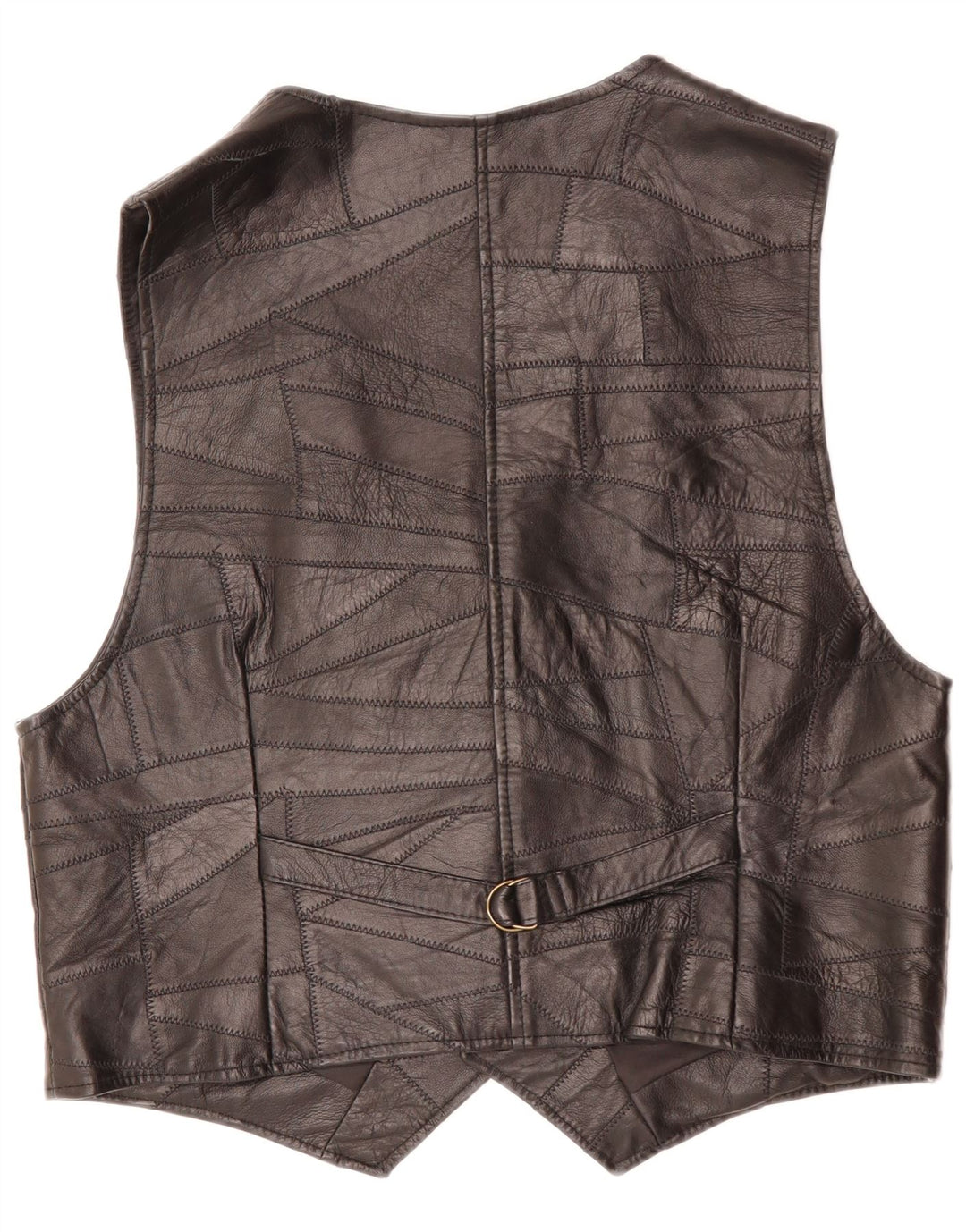 VINTAGE Chaleco de cuero para hombre Medio Negro