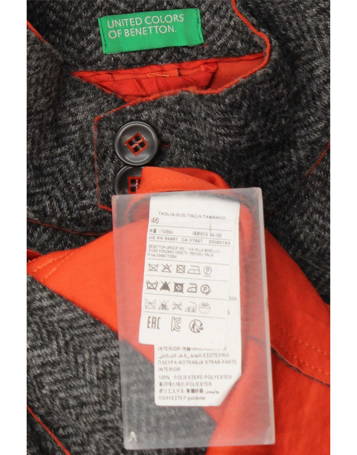 Benetton Chaqueta Utilitaria Hombre IT 46 Small Gris Espiga Poliéster