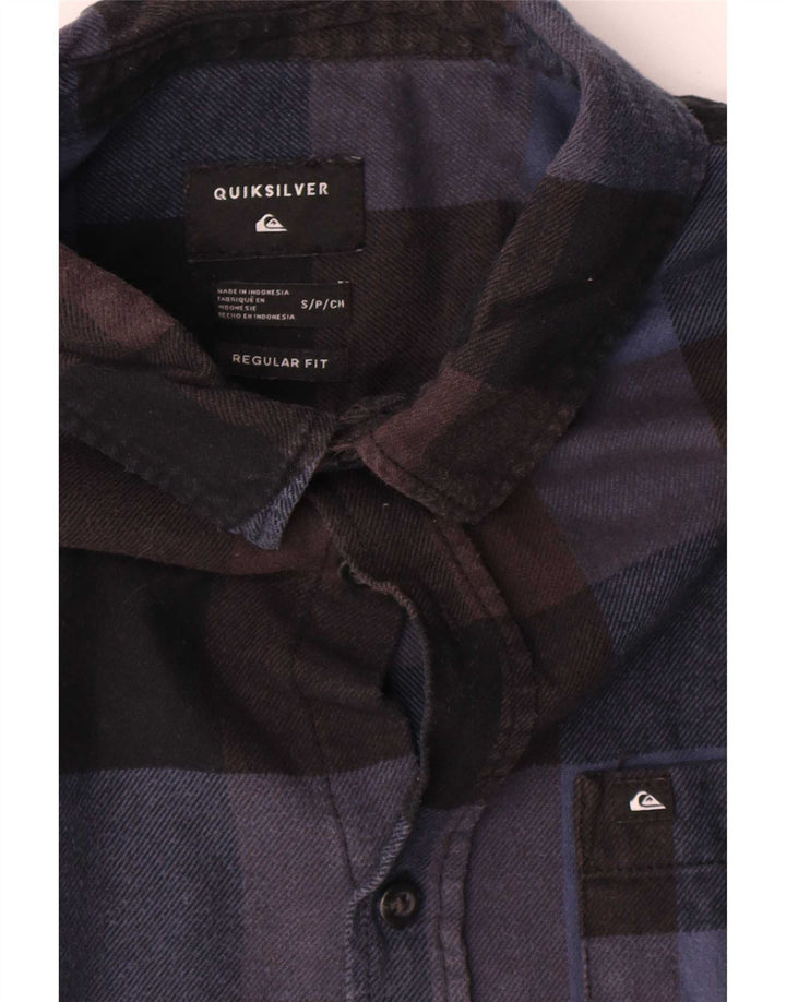 Quiksilver Camisa de franela de ajuste regular para hombre, talla pequeña, algodón a cuadros azul marino