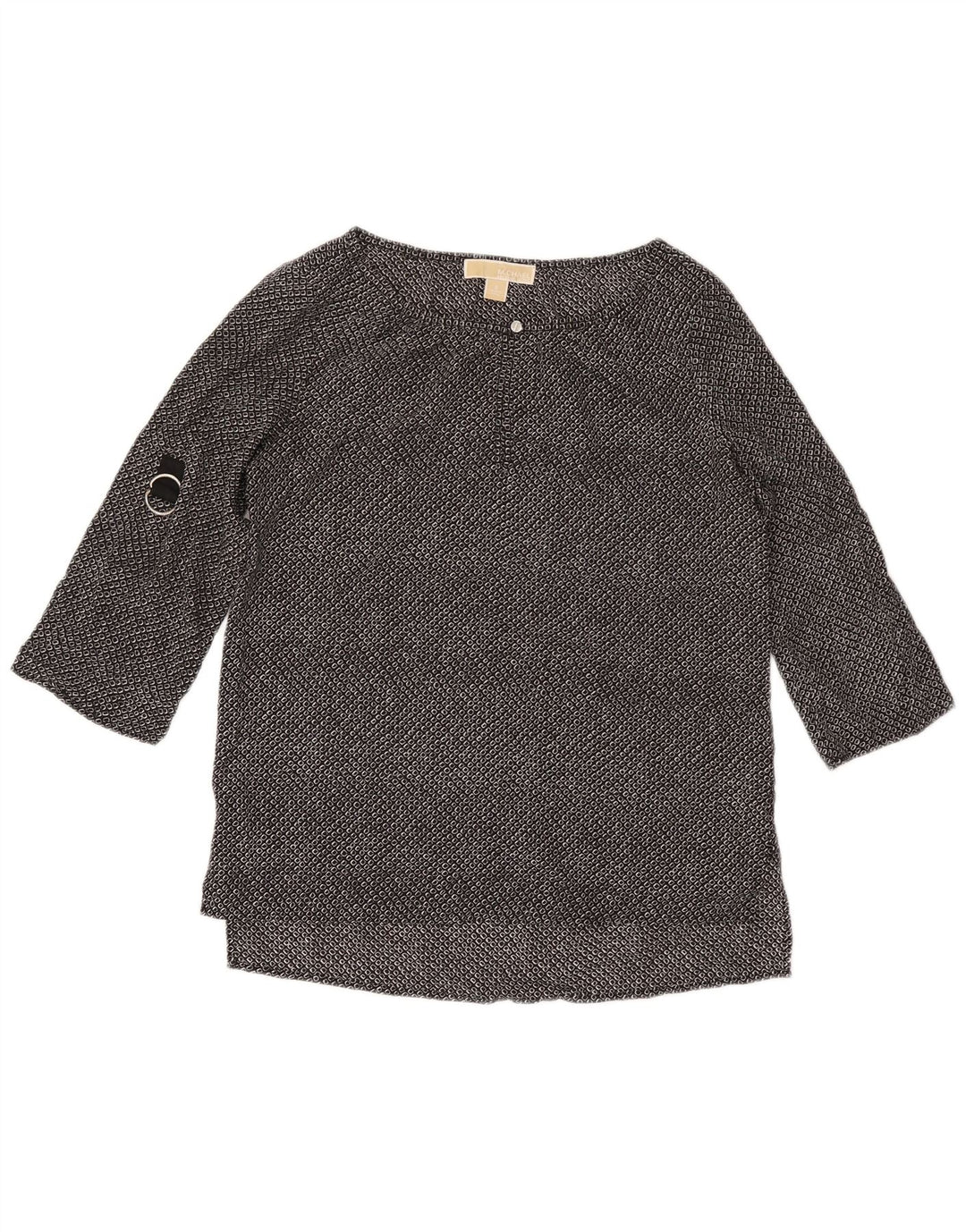 MICHAEL KORS Top para mujer manga 3/4 UK 10 Pequeño poliéster geométrico negro