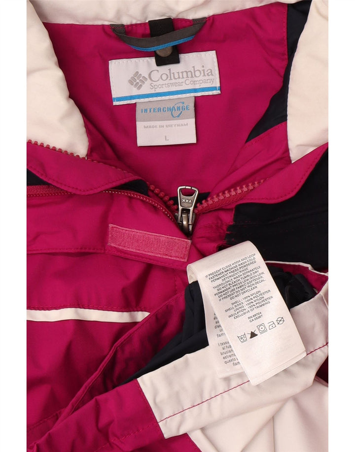 Columbia Chaqueta impermeable Interchange para mujer, nailon con bloques de color rosa, talla 40, talla grande