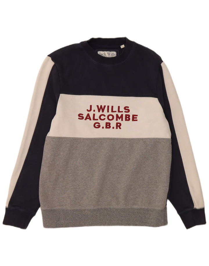 Jack Wills Hombre Salcombe Sudadera Jumper Large Multicolor Colorblock