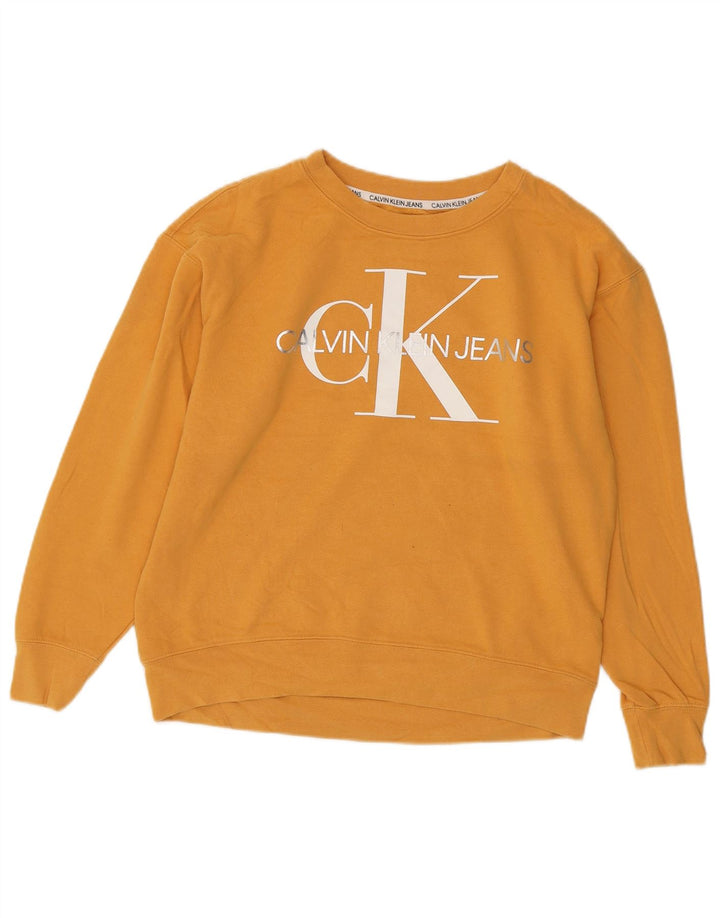 Calvin Klein Jeans - Sudadera extragrande para mujer, talla 10, color amarillo