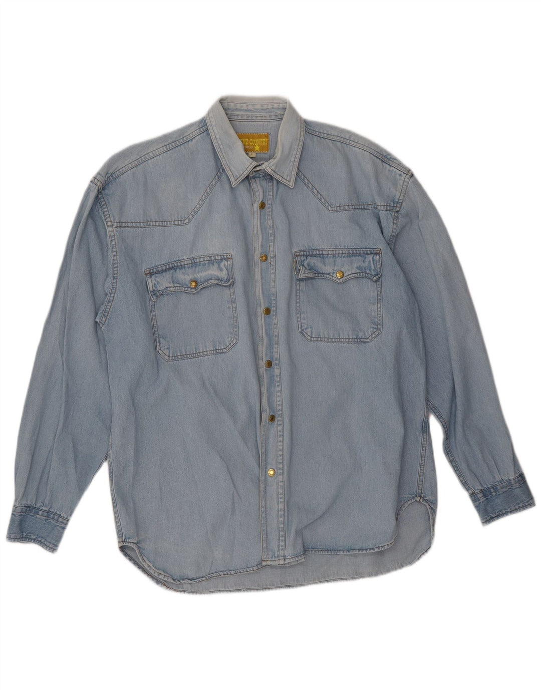 Camisa vaquera vintage para hombre azul grande