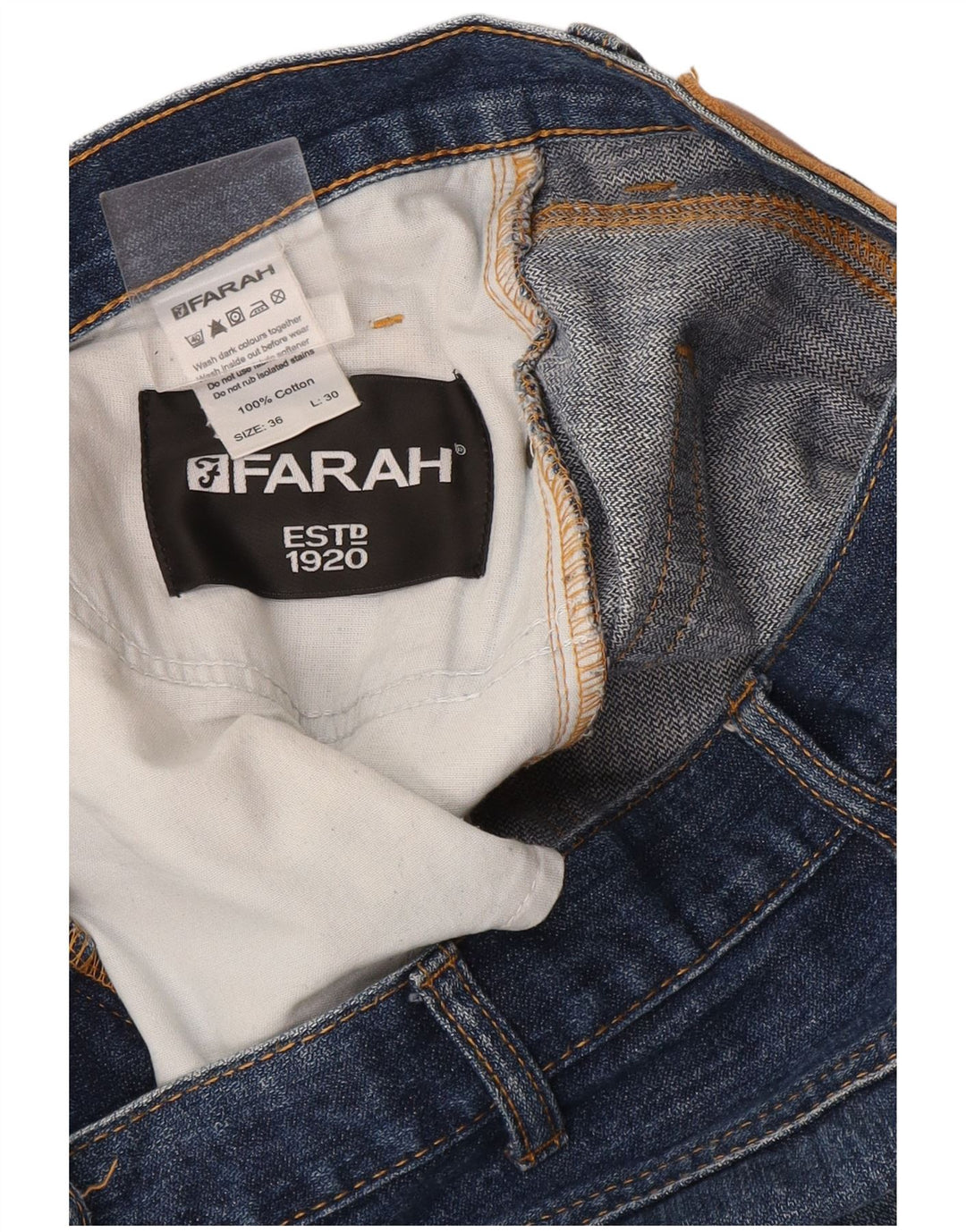 Farah Vaqueros Rectos Para Hombre W36 L30 Algodón Azul