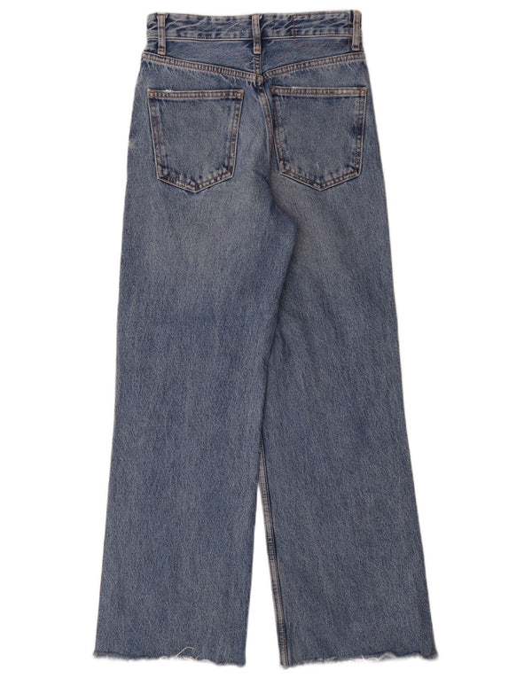Zara Vaqueros de pierna ancha desgastados para mujer EU 34 2XS W24 L30 Azul