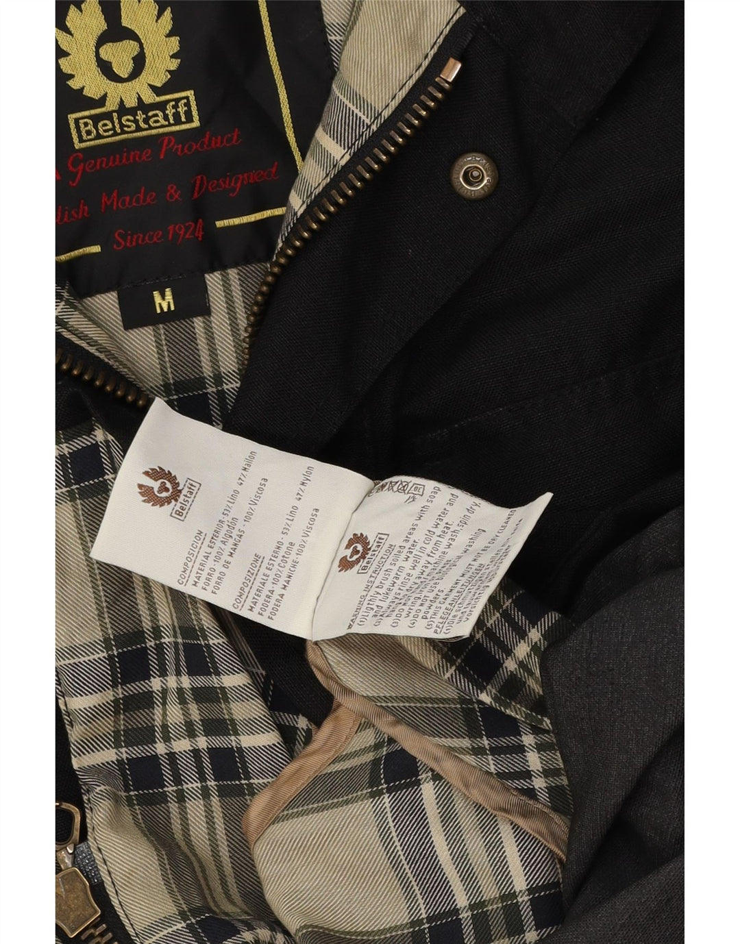 BELSTAFF Chaqueta utilitaria para hombre UK 38 Mediana Algodón negro