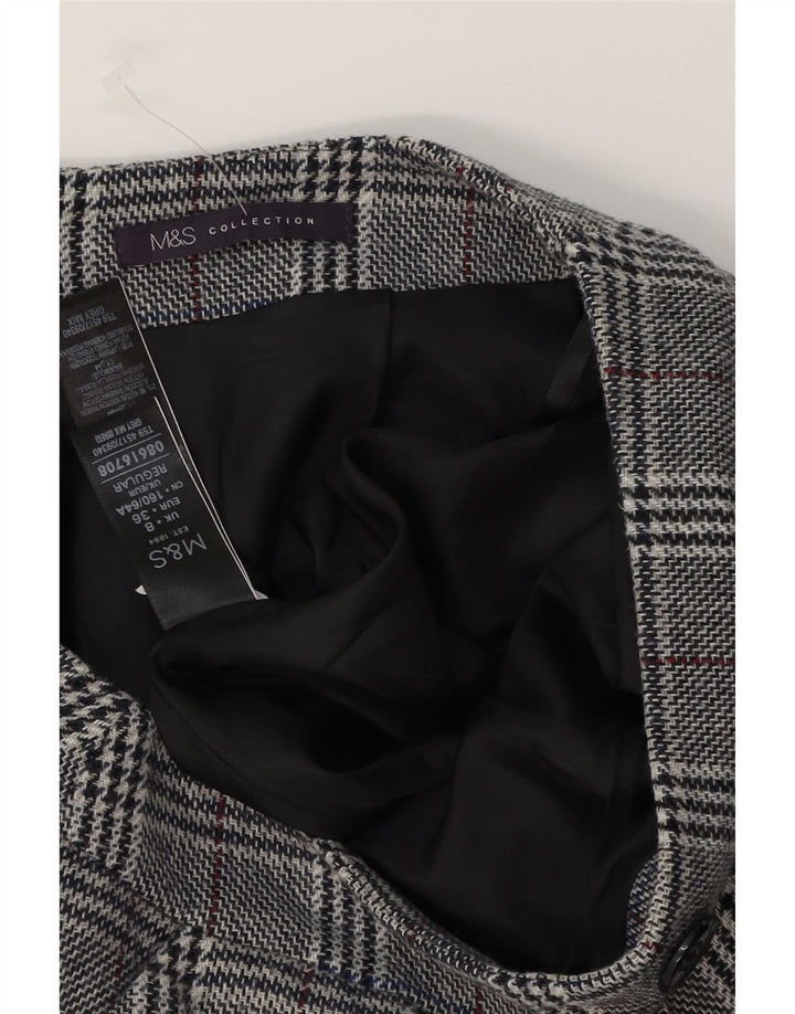 Marks & Spencer Minifalda para mujer UK 8 Small W28 Acrílico de pata de gallo gris