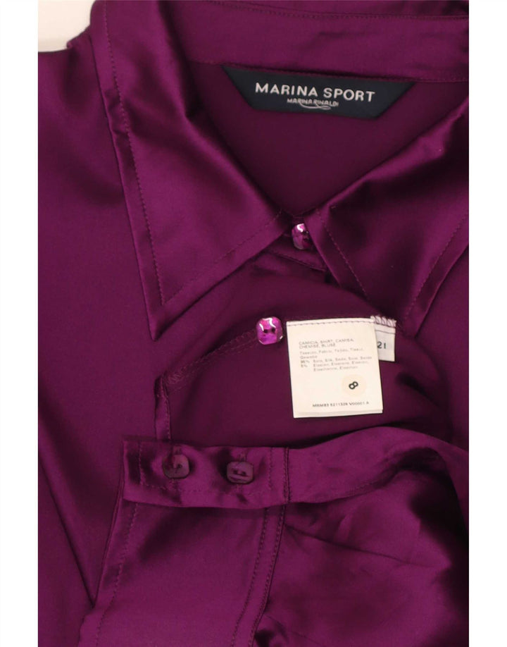 Marina Rinaldi Blusa Camisa Mujer Talla 21 Seda Mediana Granate
