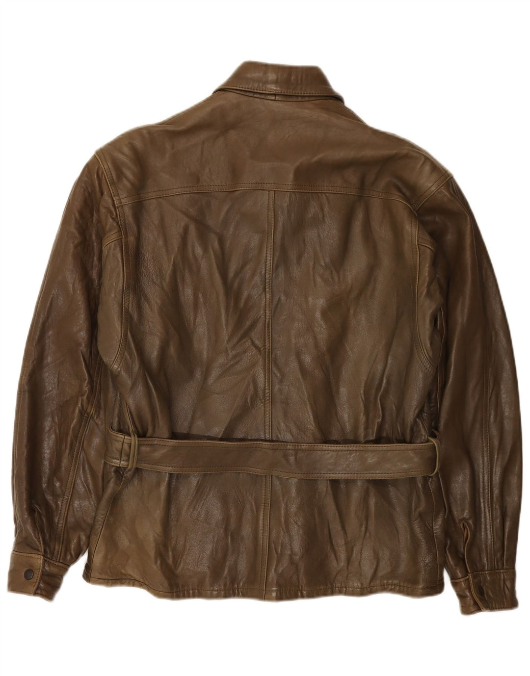 Chaqueta de cuero vintage para hombre IT 50 cuero marrón grande