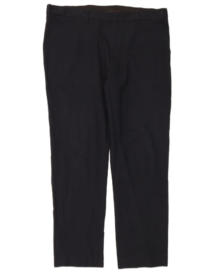 Marks & Spencer Pantalón de traje de corte regular para hombre W38 L31 Poliéster azul marino
