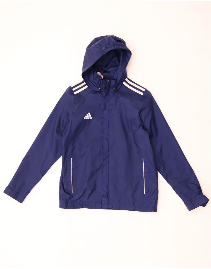 Adidas Chaqueta impermeable con capucha para niño 11-12 años Azul marino Nylon