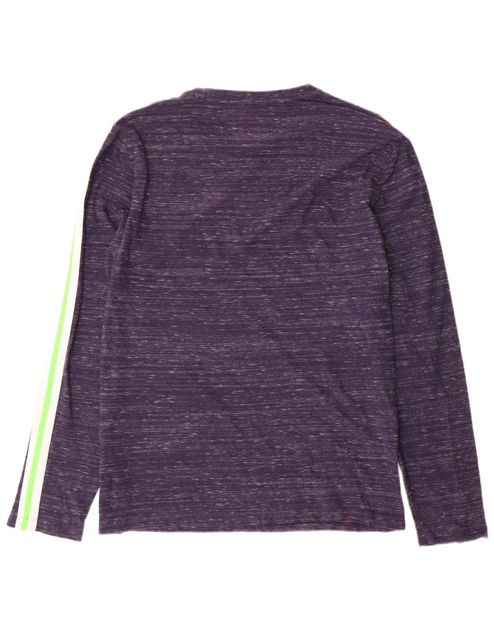 Superdry Camiseta de manga larga para hombre de algodón moteado en azul marino grande