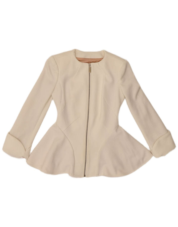 Elisabetta Franchi Chaqueta tipo blazer con cremallera completa para mujer IT 38 XS Poliéster blanco