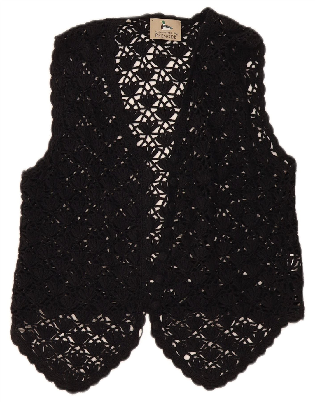 Premode - Cárdigan de ganchillo para mujer, talla 40, tamaño mediano, algodón negro