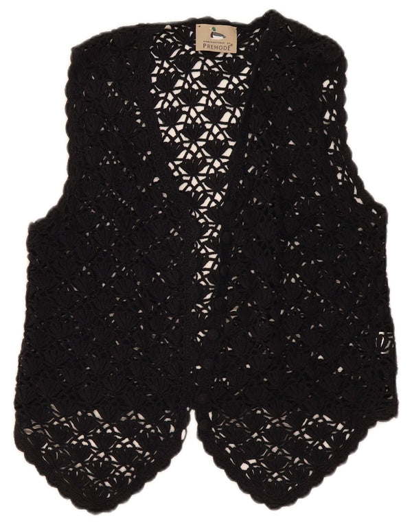 Premode - Cárdigan de ganchillo para mujer, talla 40, tamaño mediano, algodón negro