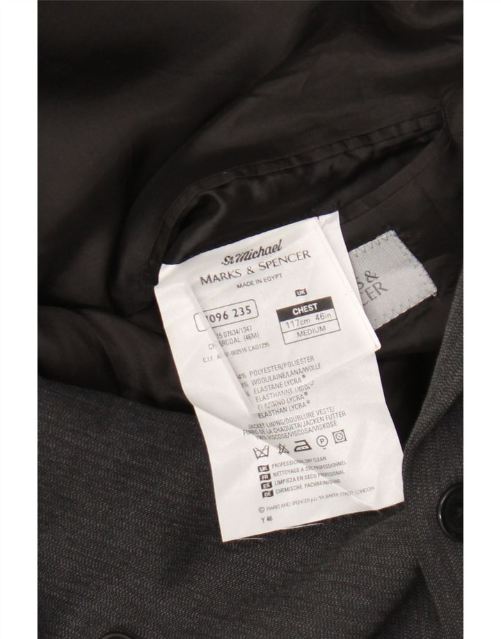 Marks & Spencer Chaqueta tipo blazer con doble botonadura para hombre UK 46 3XL Poliéster gris