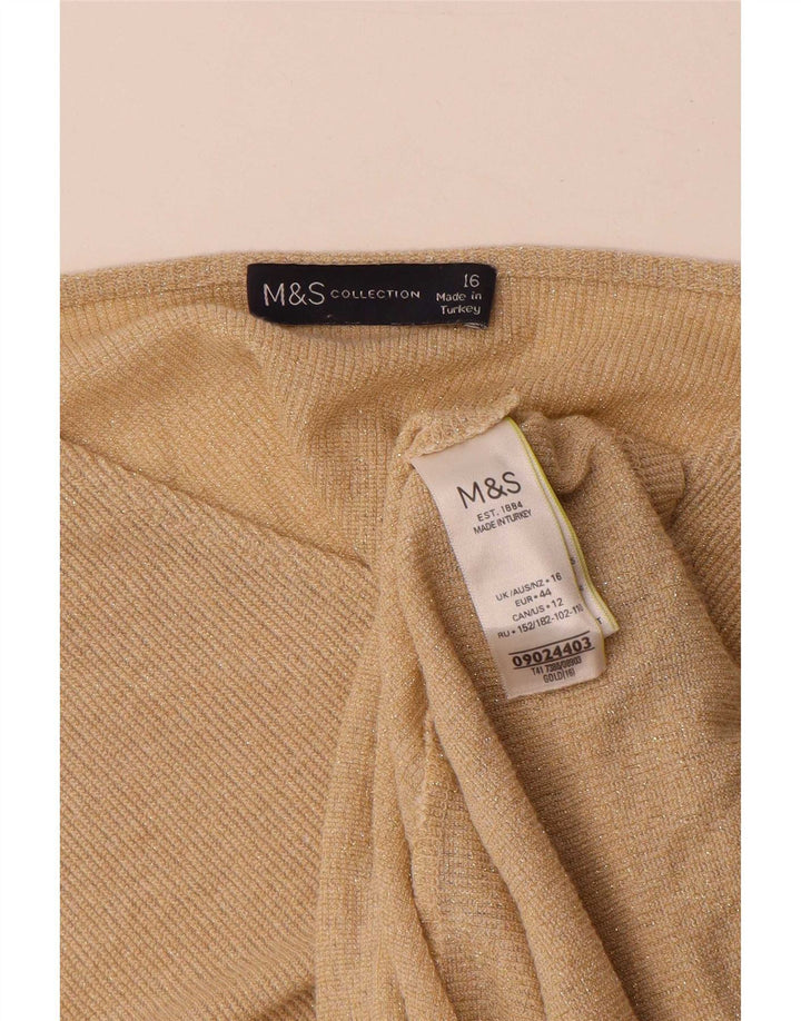 Marks & Spencer Blusa con alas de murciélago para mujer UK 46 Viscosa moteada en oro grande