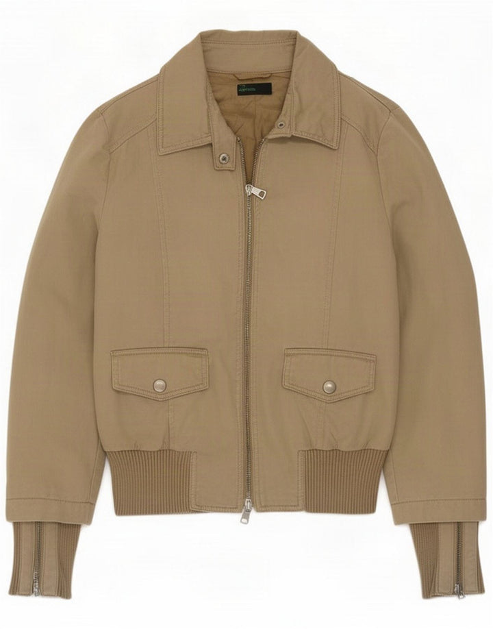 Chaqueta Bomber Benetton Mujer IT 44 Algodón Color Block Beige Medio