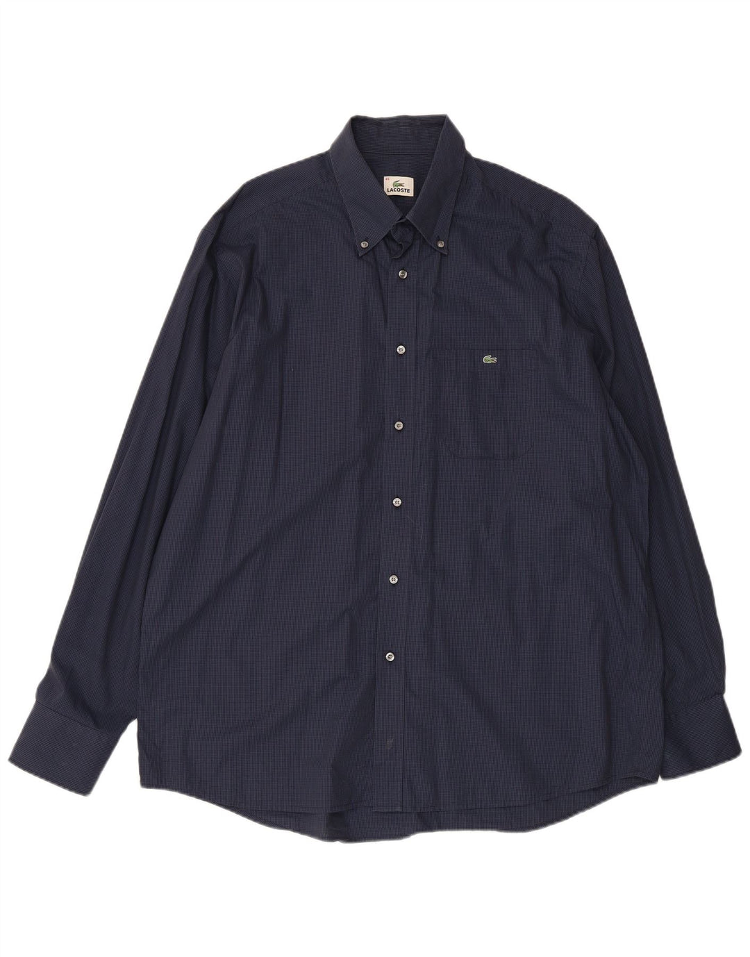 Camisa LACOSTE para hombre Talla 45 XL Algodón a cuadros azul marino