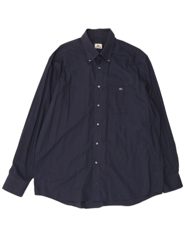Camisa LACOSTE para hombre Talla 45 XL Algodón a cuadros azul marino