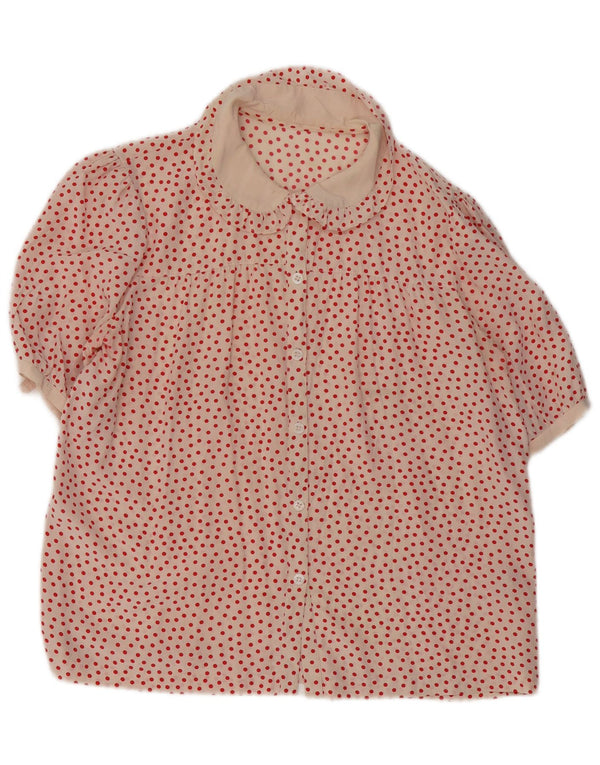 Vintage mujer camisa de manga corta blusa Reino Unido 16 grande rosa manchado