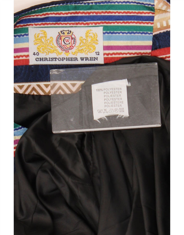 Christopher Wren Abrigo para mujer Reino Unido 12 Medio Azul marino Geométrico Retro