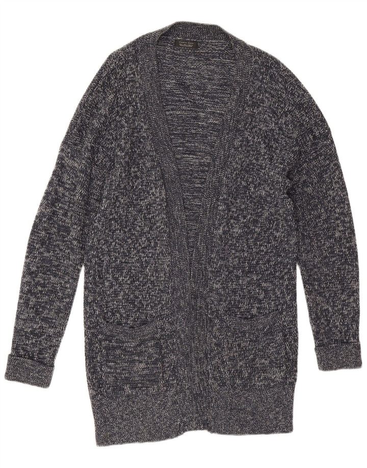 Zara Hombre Jersey Cárdigan Small Algodón Moteado Gris