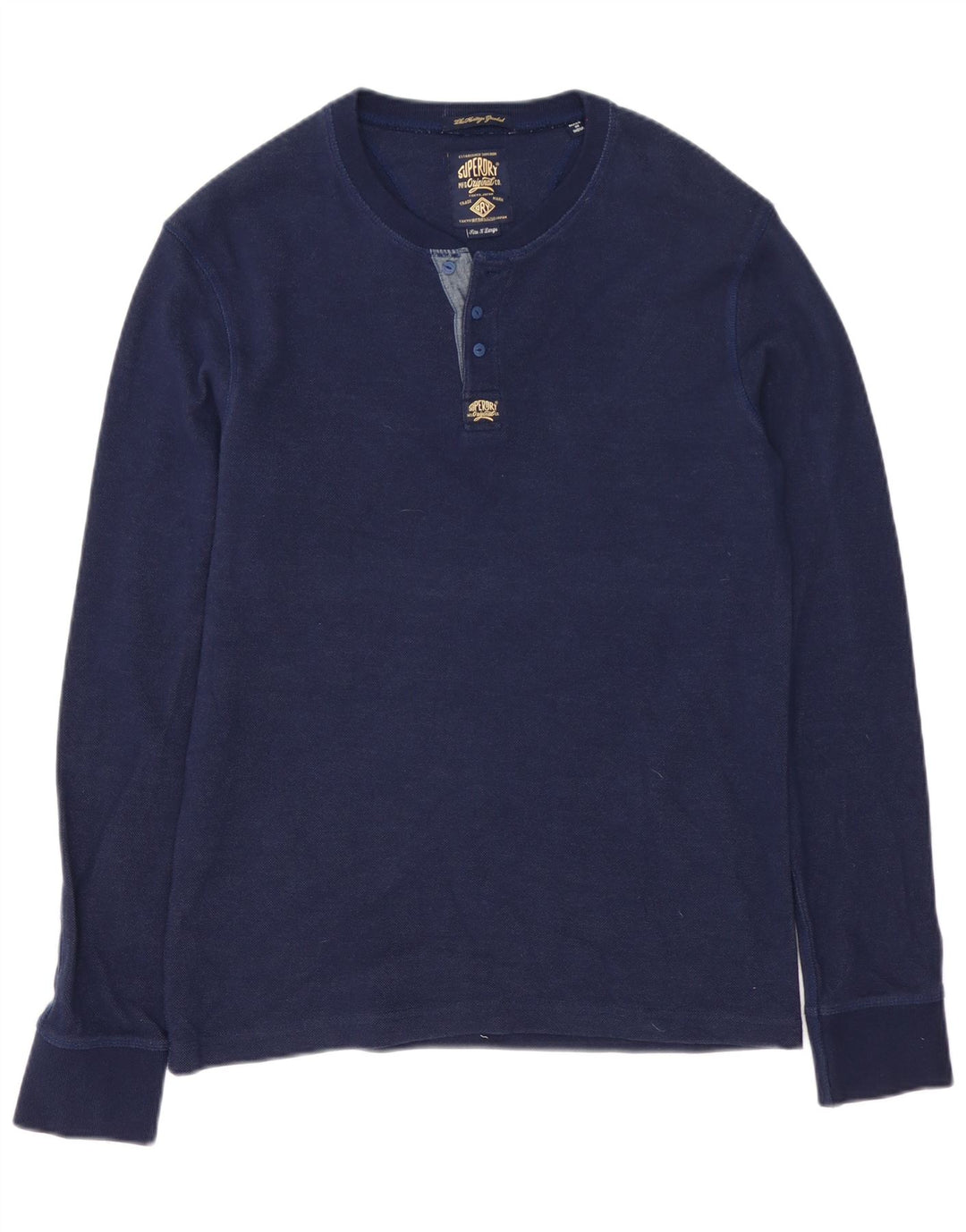 Superdry Hombre Top Manga Larga XL Azul Marino