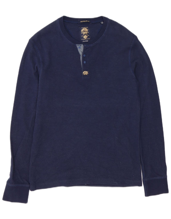 Superdry Hombre Top Manga Larga XL Azul Marino