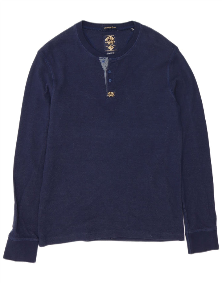 Superdry Hombre Top Manga Larga XL Azul Marino