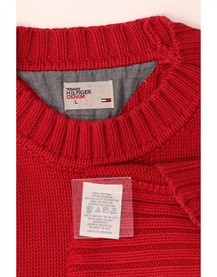 TOMMY HILFIGER Jersey con cuello redondo y gráfico para hombre, talla grande, rojo clásico