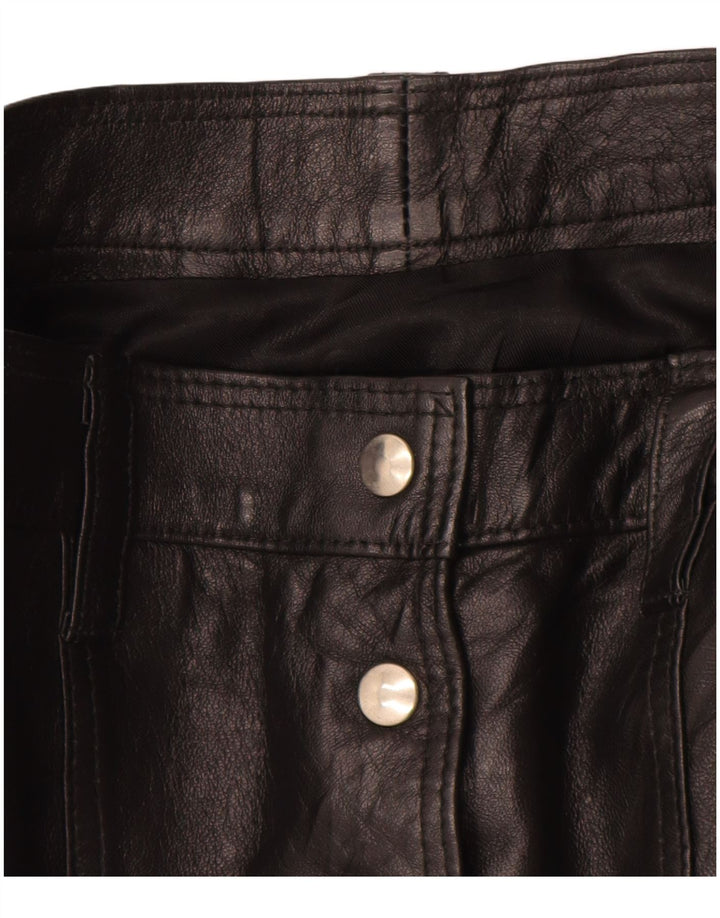 Vintage mujer mini falda de cuero W26 pequeño negro